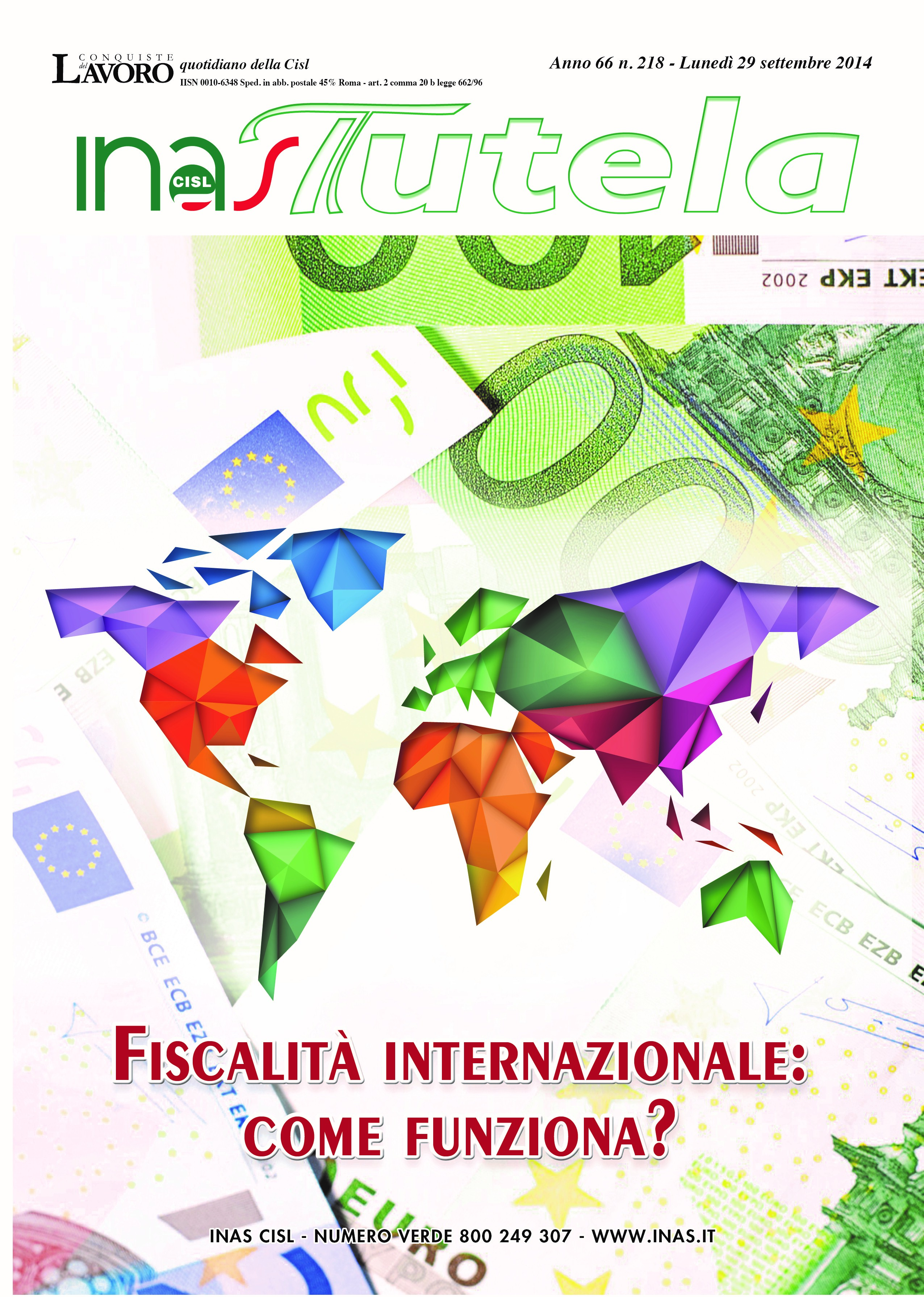 INAS Tutela – Settembre 2014:  fiscalità internazionale, tutte le novità.