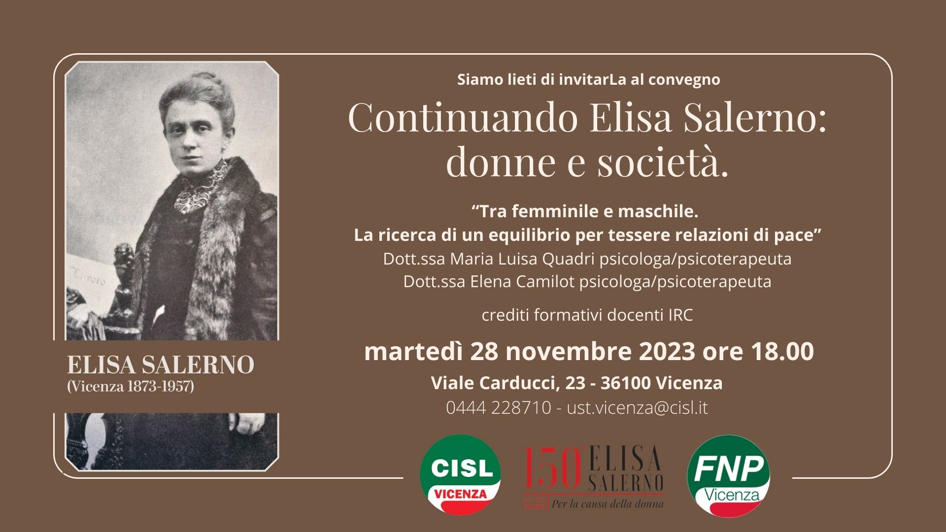 Convegno 28.11.2023 – Continuando Elisa Salerno: donne e società